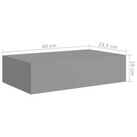 Dulap de perete cu sertar, 2 buc., gri, 40x23,5x10 cm, mdf, 10 image