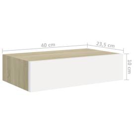 Dulap de perete cu sertar, alb și stejar, 40x23,5x10 cm, mdf, 9 image
