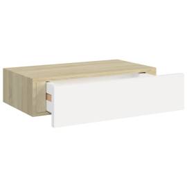 Dulap de perete cu sertar, alb și stejar, 40x23,5x10 cm, mdf, 6 image
