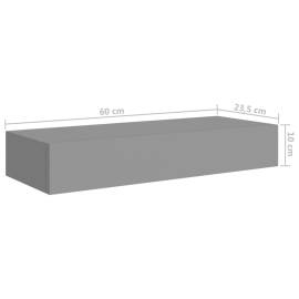 Dulap de perete cu sertar, gri, 60x23,5x10 cm, mdf, 9 image
