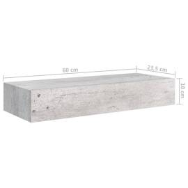 Dulap de perete cu sertar, gri beton, 60x23,5x10 cm, mdf, 9 image