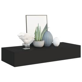 Dulap de perete cu sertar, negru, 60x23,5x10 cm, mdf, 3 image