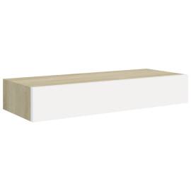 Dulap de perete cu sertar, stejar și alb, 60x23,5x10 cm, mdf, 2 image