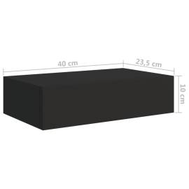 Dulap de perete cu sertare, 2 buc., negru, 40x23,5x10 cm, mdf, 10 image