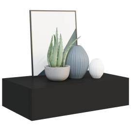 Dulap de perete cu sertare, 2 buc., negru, 40x23,5x10 cm, mdf, 3 image