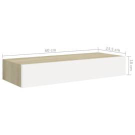 Dulapuri de perete cu sertar 2 buc stejar/alb 60x23,5x10 cm mdf, 10 image