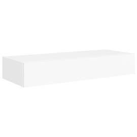 Raft de perete cu sertar, alb, 60x23,5x10 cm, mdf, 2 image