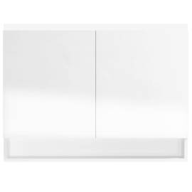 Dulap de baie cu oglindă, alb strălucitor, 80x15x60 cm, mdf, 6 image