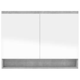 Dulap de baie cu oglindă, gri beton, 80x15x60 cm, mdf, 6 image