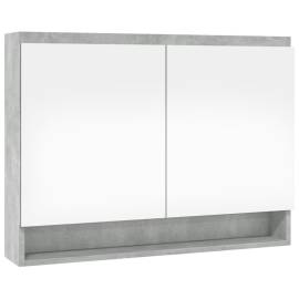 Dulap de baie cu oglindă, gri beton, 80x15x60 cm, mdf, 5 image