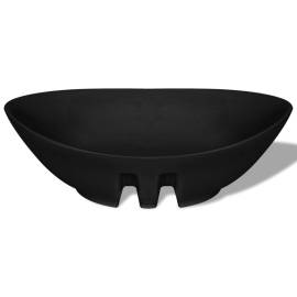 Chiuvetă ceramică ovală neagră cu gură de scurgere 59 x 38,5 cm, 6 image