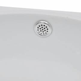 Chiuvetă de baie, orificiu robinet & preaplin, alb, ceramică, 5 image