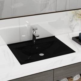 Chiuvetă dreptunghiulară ceramică, loc robinet, negru, 60x46 cm