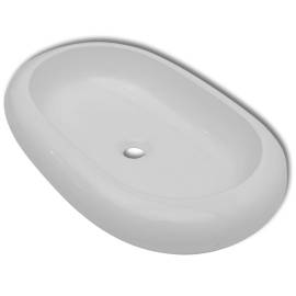 Chiuvetă ovală pentru baie din ceramică, alb, 2 image