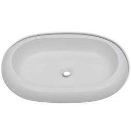Chiuvetă ovală pentru baie din ceramică, alb, 4 image