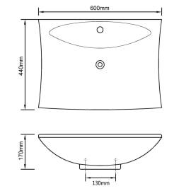 Vidasxl chiuvetă ceramică lux dreptunghiulară preaplin &amp; gaură robinet, 8 image