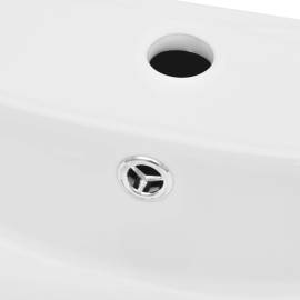 Vidasxl chiuvetă ceramică lux dreptunghiulară preaplin &amp; gaură robinet, 3 image