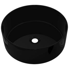 Bazin chiuvetă ceramic, rotund negru 40x15 cm, 2 image