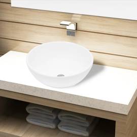Bazin chiuvetă de baie din ceramică, rotund, alb