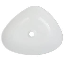 Chiuvetă baie din ceramică, triunghiulară, 50,5x41x12 cm, alb, 3 image