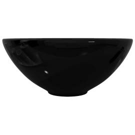 Chiuvetă ceramică pentru baie, rotundă, neagră, 4 image