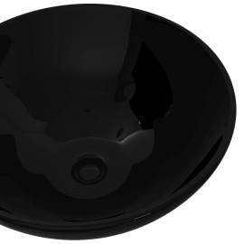 Chiuvetă ceramică pentru baie, rotundă, neagră, 3 image
