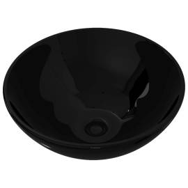 Chiuvetă ceramică pentru baie, rotundă, neagră, 2 image