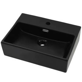 Chiuvetă cu orificiu robinet, ceramică, 51,5x38,5x15 cm, negru, 2 image