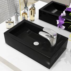 Chiuvetă cu orificiu robinet, negru, 46x25,5x12, ceramică