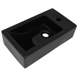 Chiuvetă cu orificiu robinet, negru, 46x25,5x12, ceramică, 2 image