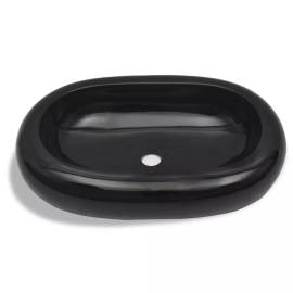 Chiuvetă de baie din ceramică, ovală, negru, 4 image