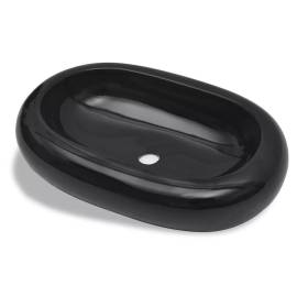 Chiuvetă de baie din ceramică, ovală, negru, 2 image