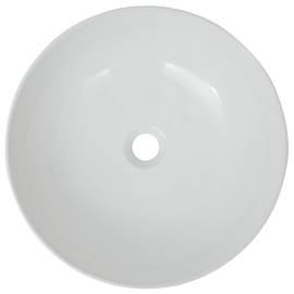 Chiuvetă de baie din ceramică, rotundă, 41,5 x 13,5 cm, alb, 3 image