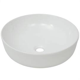 Chiuvetă de baie din ceramică, rotundă, 41,5 x 13,5 cm, alb, 2 image