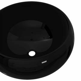 Chiuvetă de baie rotundă, negru, 40 x 15 cm, ceramică, 4 image