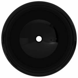 Chiuvetă de baie rotundă, negru, 40 x 15 cm, ceramică, 3 image