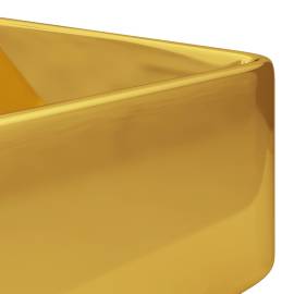 Chiuvetă cu orificiu de robinet, auriu, 48x37x13,5 cm, ceramică, 5 image