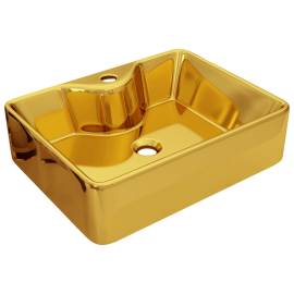 Chiuvetă cu orificiu de robinet, auriu, 48x37x13,5 cm, ceramică, 2 image