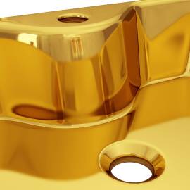 Chiuvetă cu orificiu de robinet, auriu, 48x37x13,5 cm, ceramică, 6 image