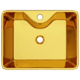 Chiuvetă cu orificiu de robinet, auriu, 48x37x13,5 cm, ceramică, 4 image