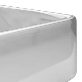 Chiuvetă cu orificiu robinet, argintiu, 48x37x13,5 cm, ceramică, 5 image