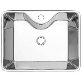 Chiuvetă cu orificiu robinet, argintiu, 48x37x13,5 cm, ceramică, 4 image