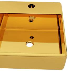 Chiuvetă cu preaplin, auriu, 41 x 41 x 15 cm, ceramică, 4 image