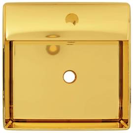 Chiuvetă cu preaplin, auriu, 41 x 41 x 15 cm, ceramică, 3 image