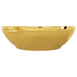 Chiuvetă cu preaplin, auriu, 58,5 x 39 x 21 cm, ceramică, 5 image
