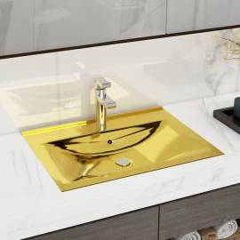 Chiuvetă cu preaplin, auriu, 60x46x16 cm, ceramică