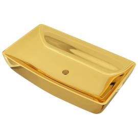 Chiuvetă de baie, auriu, 71 x 38 x 13,5 cm, ceramică, 2 image
