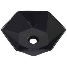 Chiuvetă de baie, negru, 41 x 36,5 x 12 cm, ceramică, 2 image