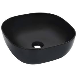 Chiuvetă de baie, negru, 42,5x42,5x14,5 cm, ceramică