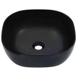 Chiuvetă de baie, negru, 42,5x42,5x14,5 cm, ceramică, 2 image